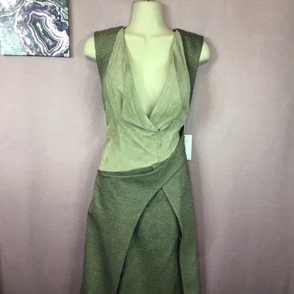 Christian Cota Mixed Suede business wrap dress